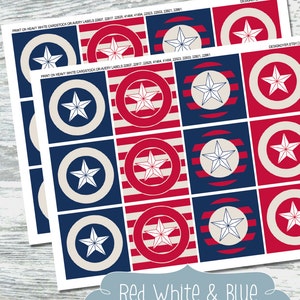 Red White & Blue Printable Star Cupcake Toppers 4th of July image 2