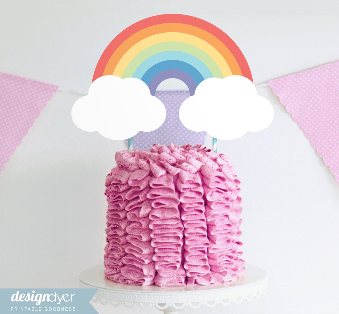 Rainbow Cake Topper DIY Printable Party Sign | Etsy