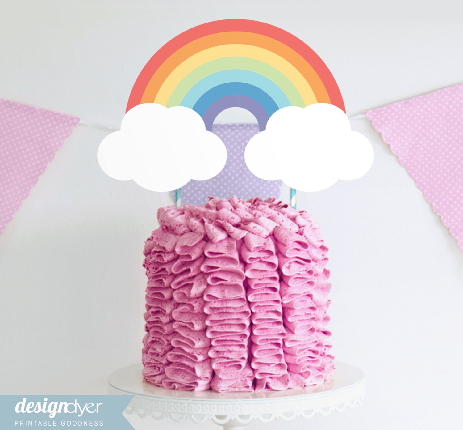 Rainbow Cake Topper DIY Printable Party Sign Etsy Canada