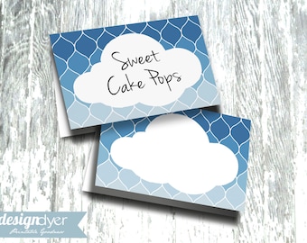 Cloud Printable Tent Card Blue Ombre - INSTANT DOWNLOAD