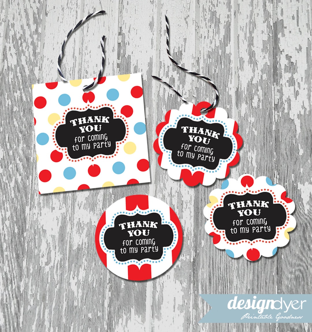Circus Carnival Printable Thank You Favor Tags Stickers Labels - Etsy