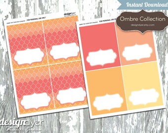 INSTANT DOWNLOAD - Printable Tent Card Add On Ombre Collection