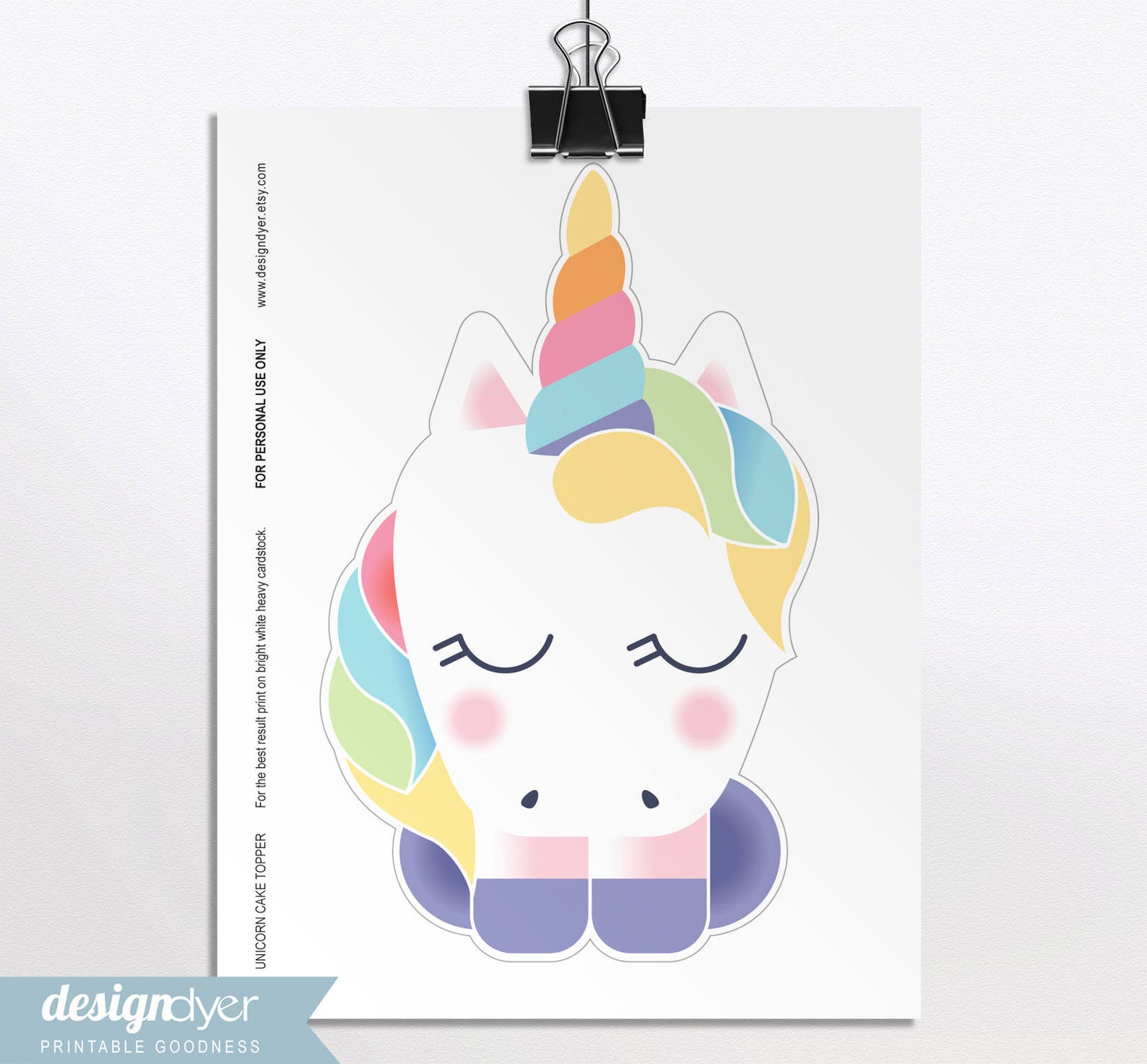 Rainbow Unicorn Cake Topper DIY Printable Party Sign INSTANT DOWNLOAD ...