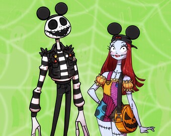 Jack and Sally Spooky Attire 5x7