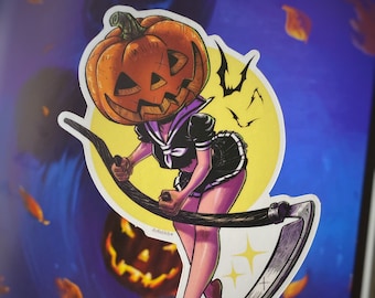 Pumpkin Ghoul Scythe STICKER