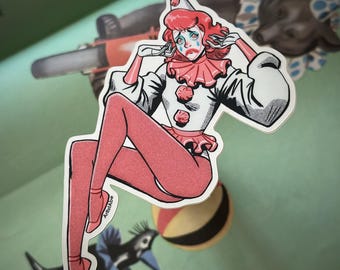 Pink Sad Clown STICKER