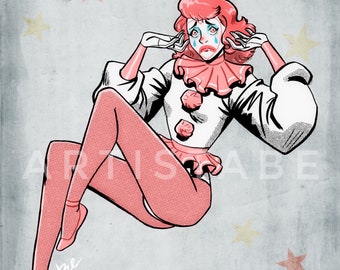 Pink Sad Clown 11x14