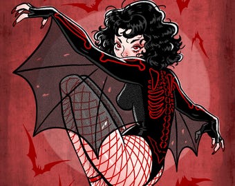 Skele Bat Girl 11x14