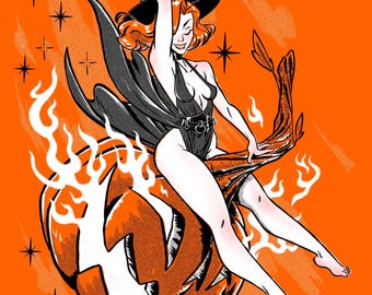 Pumpkin Rider Witch 11x14