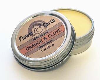 Orange and Clove Healing Salve, Cuticle Balm, Dry Skin Salve, Outdoorsy Gifts for Men, Zero Waste Skin Care, Citrus Baby Shower Favor, Vegan