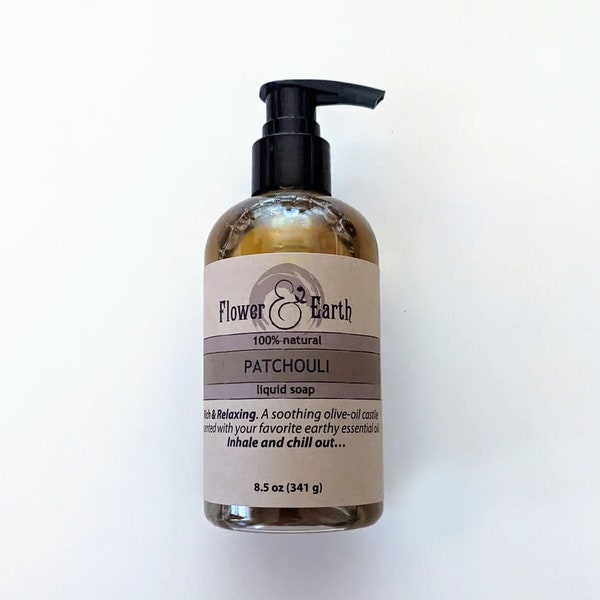 Patchouli Liquid Soap, Kitchen Hand Soap, New Apartment Gift for Men, Musky Scent Earthy Soap, Vegan Gifts for Him, Hippie Soap, Bathroom