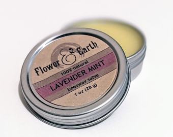Lavender Mint Beeswax Salve, Dry Skin Balm, Gardening Gifts for Her, Easter Basket Stuffers for Her, Lip Balm, Lavender Salve, All Purpose