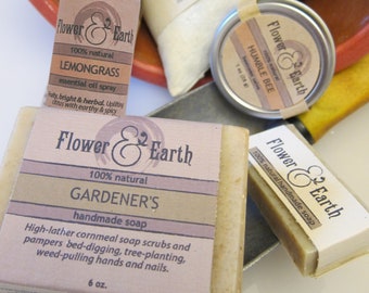 Gardening Gifts for Women, Exfoliating Soap, Plant Mom Gift, Birthday Gifts for Gardener, Body Spray, Beeswax Salve, Sachet Bag, Garden Gift