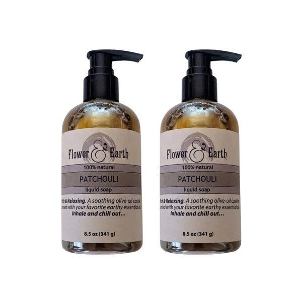 Patchouli Liquid Soap Set of 2, Kitchen Hand Soap, New Apartment Essentials, Musky Scent Earthy Soap, Bathroom Hand Soap, Hippie Soap