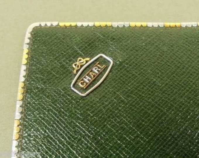 Vintage : 18K Gold Trimmed, "J.C.VICKERY" Green Leather Wallet....WOW