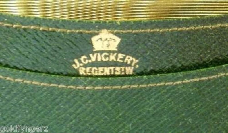 Vintage 18K Gold Trimmed J.C.VICKERY Green Leather Wallet....WOW
