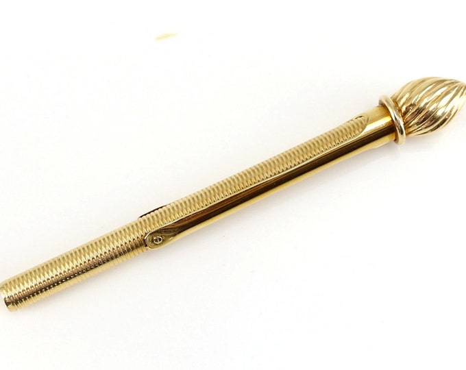 Vintage.....14k Gold Lipstick Brush Case / Hermetic Twisted and Ribbed Gold Lip Liner Brush .
