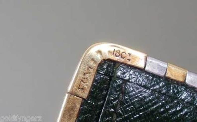 Vintage 18K Gold Trimmed J.C.VICKERY Green Leather Wallet....WOW