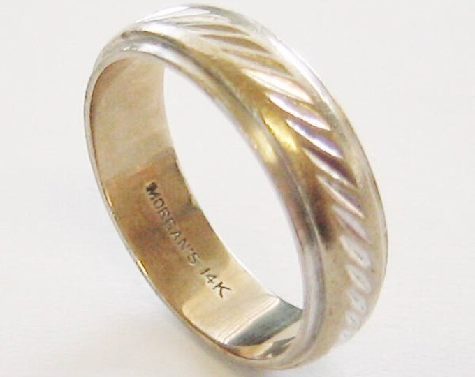 Vintage...14K Solid White Gold, Unisex Wedding Band/Ring...Made By: Morgan's Jewelry Co.