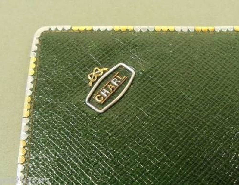 Vintage 18K Gold Trimmed J.C.VICKERY Green Leather Wallet....WOW