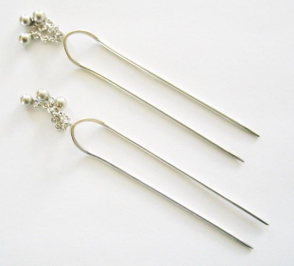 Artisan 925 Sterling Silver Hairpin Ball Dangles