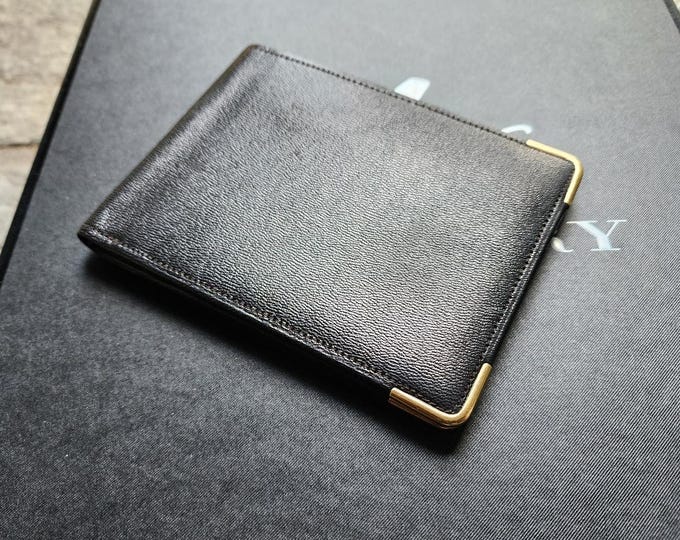 Pierre Cardin, Vintage 1970's Glossy Bifold Wallet...With Solid 14k Gold Edges