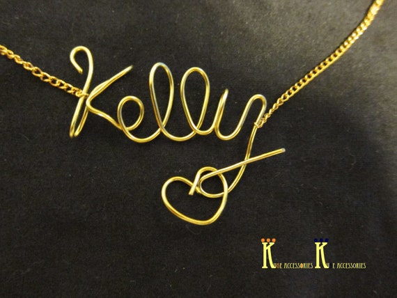 Items similar to Personalized golden signature necklace with charm on Etsy