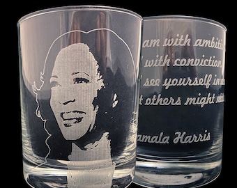 Kamala Harris Whisky Rocks Glass Grabado