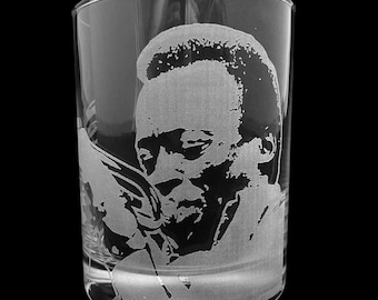 Miles Davis Grabado Whisky Rocks Glass
