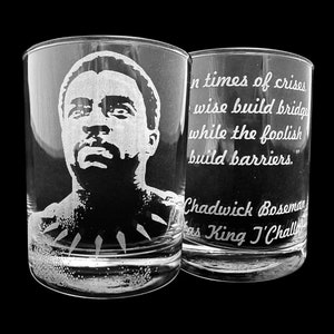 Chadwick Boseman Engraved Whiskey Rocks Glass