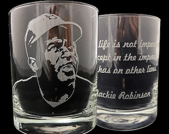 Jackie Robinson Grabado Whisky Rocks Glass
