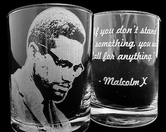 Malcolm X Double Whiskey Rocks Glass