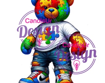 Autism is my Superpower Teddy Bear, Autism Teddy Bear, Autism Awareness png, Autism puzzle png, DTF Autism Design, Autism Superpower