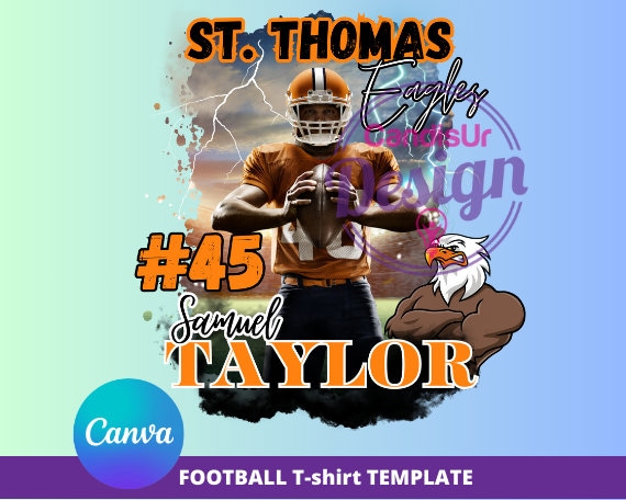 Canva Football Template, Football T-shirt Designs, Canva Editable