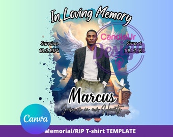 CUSTOM Memorial Png, RIP Tee, Canva Template, Editable Canva, Memorial Shirt, Canva t-shirt, Memorial Template, RIP template