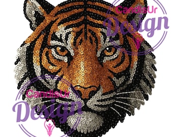 Faux  Sequins Tiger LSU DTF png Louisiana State Sublimation