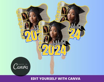 2024  Graduate Fan, Grad Fan Templates, Grad Template, Canva Template, Graduation Fans, Class of 2024 Template, Fan Template