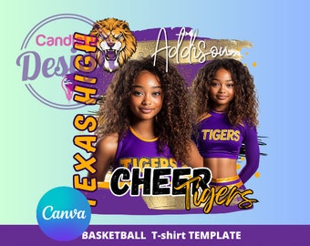 Canva Cheer Template, Football T-shirt Designs, Canva Editable Template, T Shirt Design Template, Cheer, Dance, Editable in canva