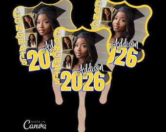 2026  Graduate Fan, Grad Fan Templates, Grad Template, Canva Template, Graduation Fans, Class of 2026 Template, Fan Template