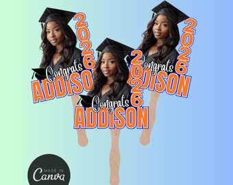 2026  Graduate Fan, Grad Fan Templates, Grad Template, Canva Template, Graduation Fans, Class of 2026 Template, Fan Template