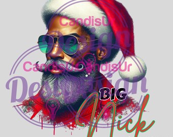 Big Nick Energy Png, Black Santa Png, African American Santa, Black Big Nick Energy, Png, Dtf