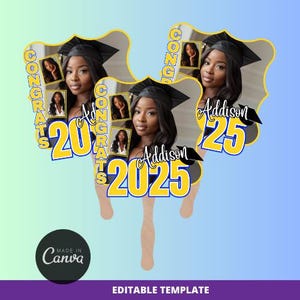 2025  Graduate Fan, Grad Fan Templates, Grad Template, Canva Template, Graduation Fans, Class of 2025 Template, Fan Template