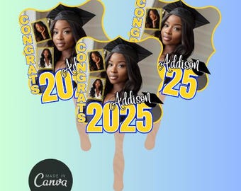 2025  Graduate Fan, Grad Fan Templates, Grad Template, Canva Template, Graduation Fans, Class of 2025 Template, Fan Template
