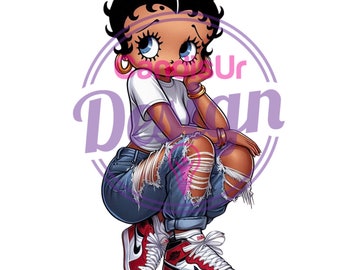 Betty Boop png, Betty PNG, Schwarze Betty, Schwarzer Cartoon, Betty Boop Sneakers, Betty Boop DTF, Betty Boop Sublimation, Betty Boop Jordans