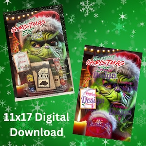 Tarjeta navideña gigante de Grinch, tarjeta navideña, tarjeta navideña, Navidad, descarga digital, manualidades navideñas, tarjeta navideña grande