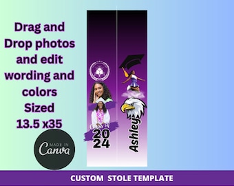 2024  Graduate stole, Graduation Canva Stole, Editable in Canva, 2024 Graduation stole, Stole, Editable Stole, Sublimation, Template