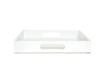 White Tray with Handles, Small to Extra Large Sizes for the Coffee Table and Ottoman