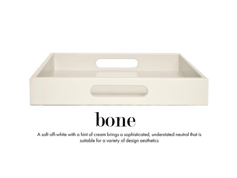 20 x 20 Square Ottoman Coffee Table Tray with Handles Bone