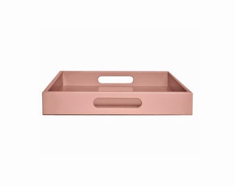 Dusty Pink Tray with Handles: Coffee Table Ottoman Decor - Rose