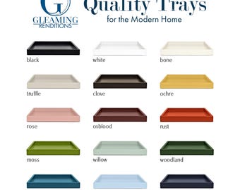 Handcrafted Wood Shallow Tray: Ottoman Coffee Table Tray, Custom Colors & Sizes